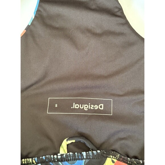 Desigual Women Black Floral Sports Bra Racer Back Size Small Multicolor - Picture 5 of 10